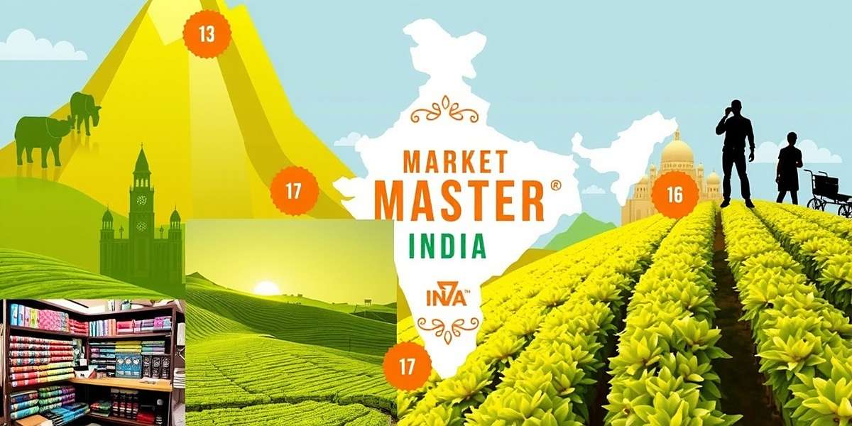Market Master India - Regional Scenarios Market Master India showing regional business scenarios including textile markets in Gujarat, IT companies in Bangalore, and tea plantations in Assam