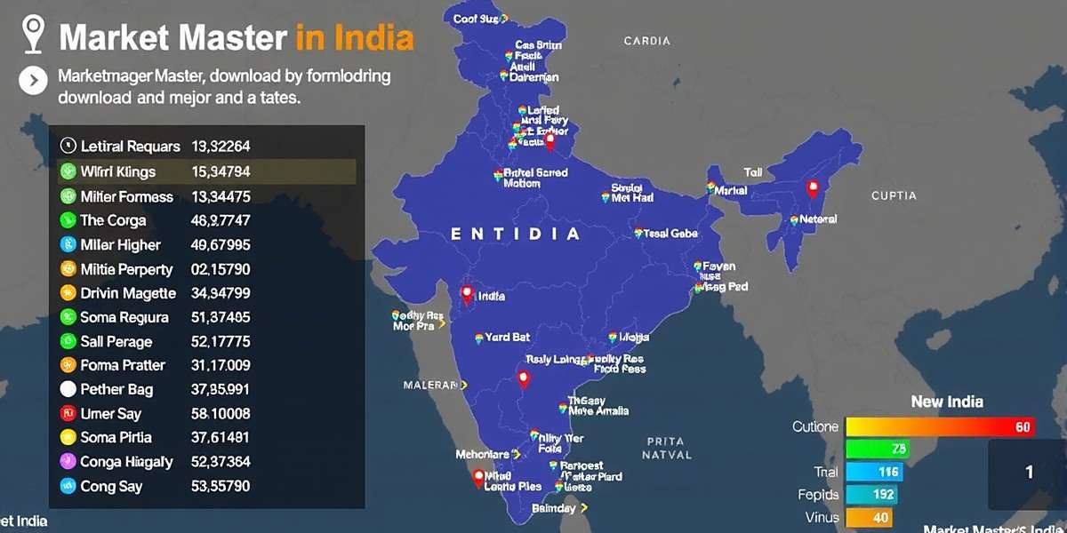 Market Master India - Regional Popularity Map of India highlighting Market Master India's popularity with color-coded download density across major cities and states